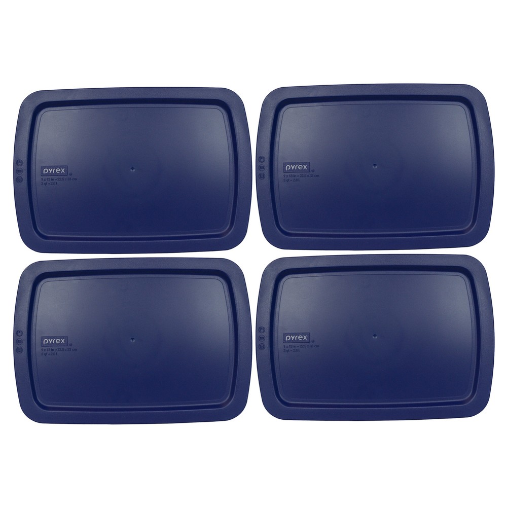 Pyrex C-233-PC Blue Rectangle Plastic Replacement Storage Lid (4-Pack)