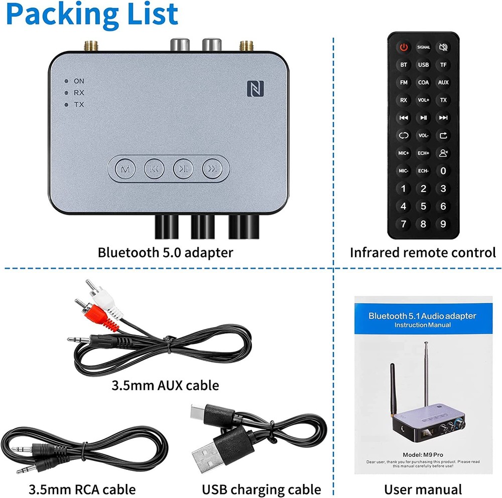 Bluetooth Audio Adapter Transmitter Receiver -Bluetooth 5.1 Transmitter Receiver