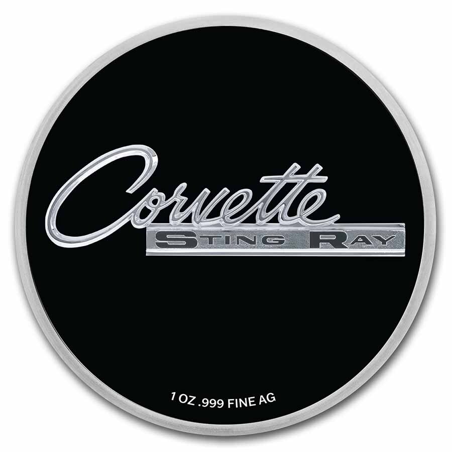Corvette (1963) Black Stingray 1 oz Colorized Silver w/ TEP