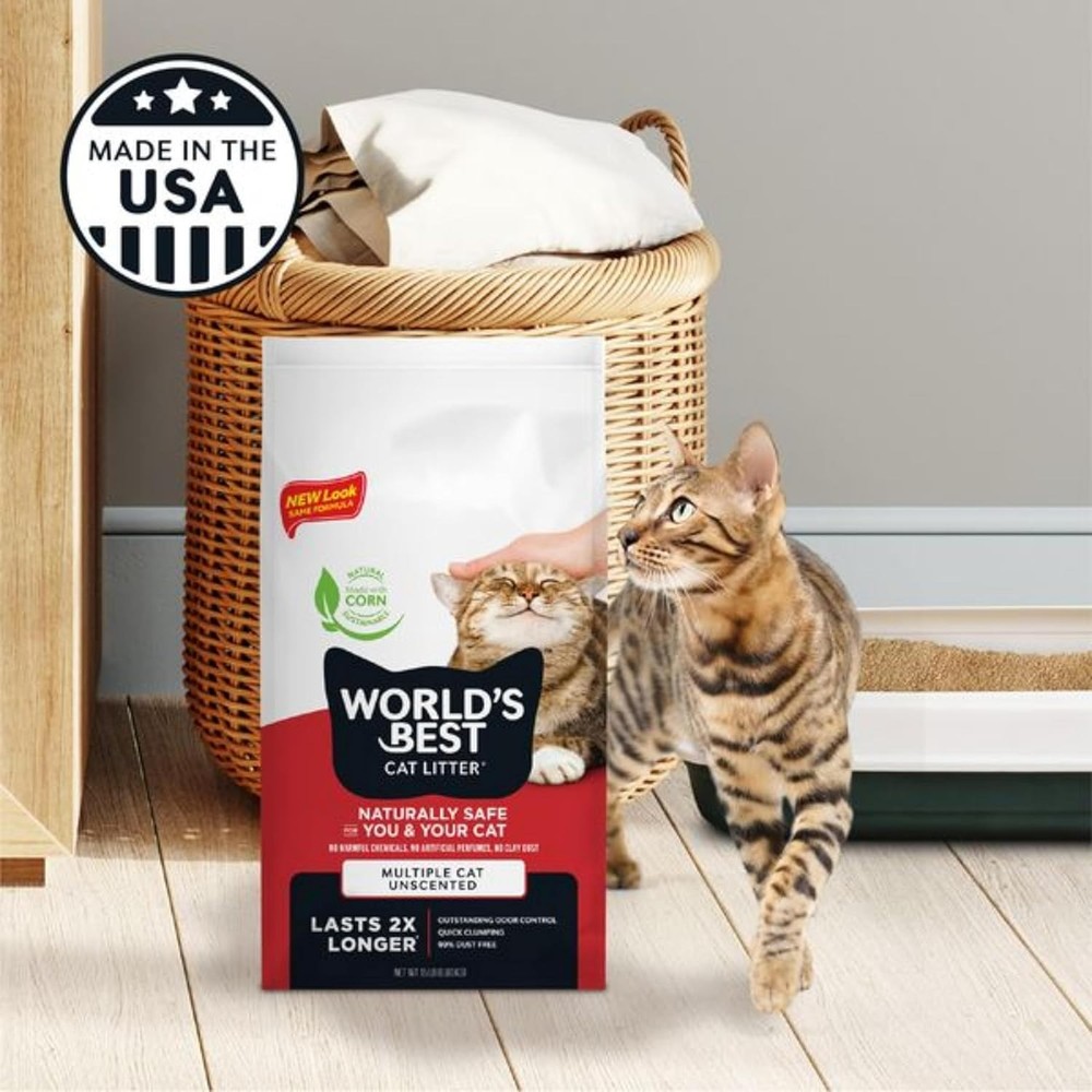 Multiple Cat Unscented 15-Pounds Natural Ingredients Quick Clumping Flushable
