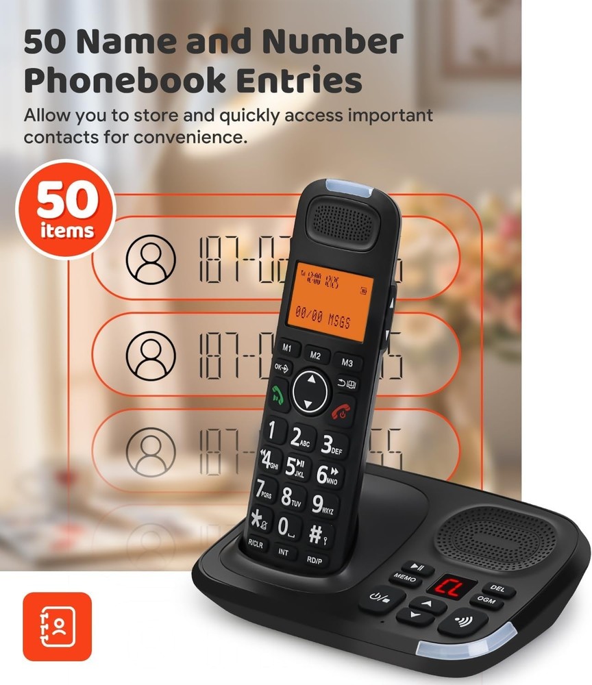 Sangyn Cordless Phone with Digital Answering Machine, Duplex Handset