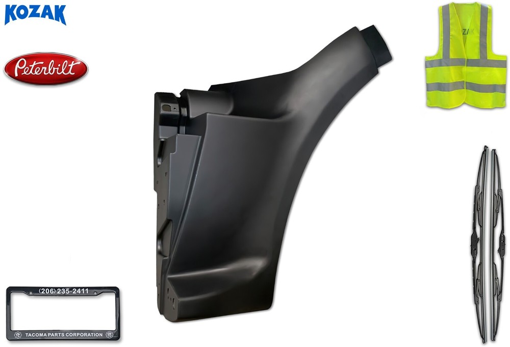 New Black Plastic Front Fairing (Right Passenger Side) Peterbilt 587+Accessories