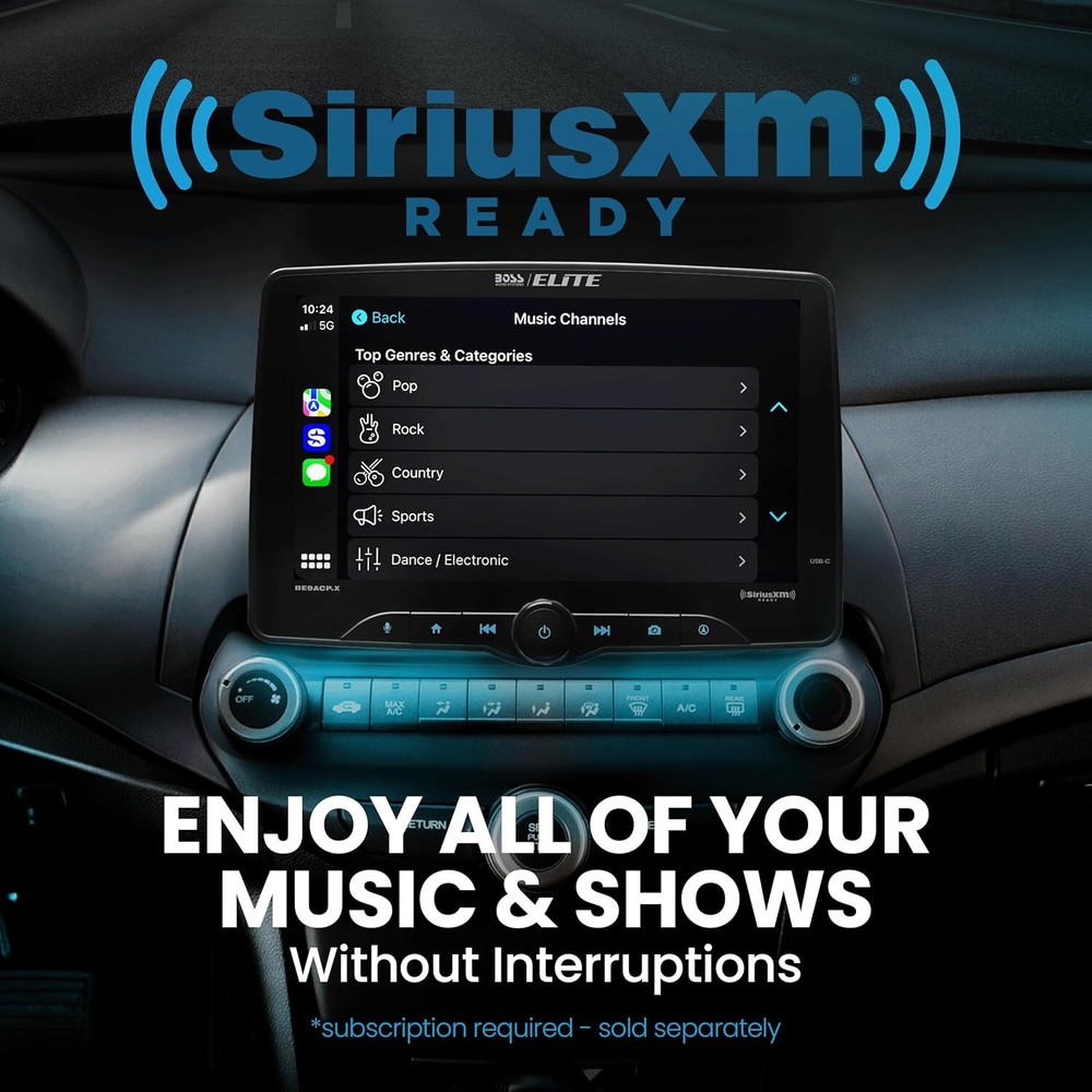 BOSS BE9ACP.XC Single DIN 9" Receiver Apple Carplay/Android Auto SiriusXM Camera