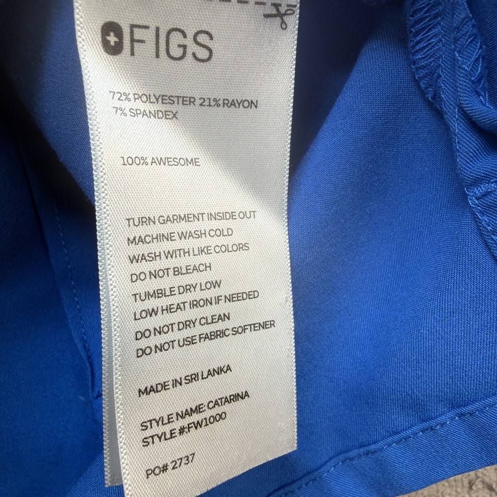FIGS Scrub Set Blue Technical Collection V Neck Top Jogger Pants M