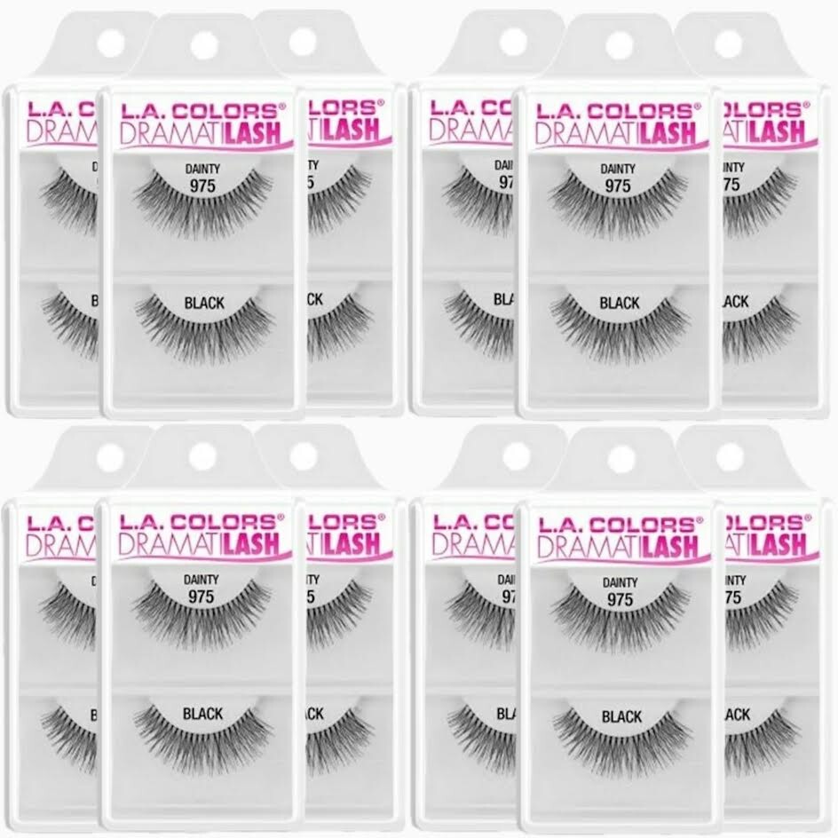 L.A.Colors DramatiLASH, Dainty #975, False Black Eyelashes, 12 PACK