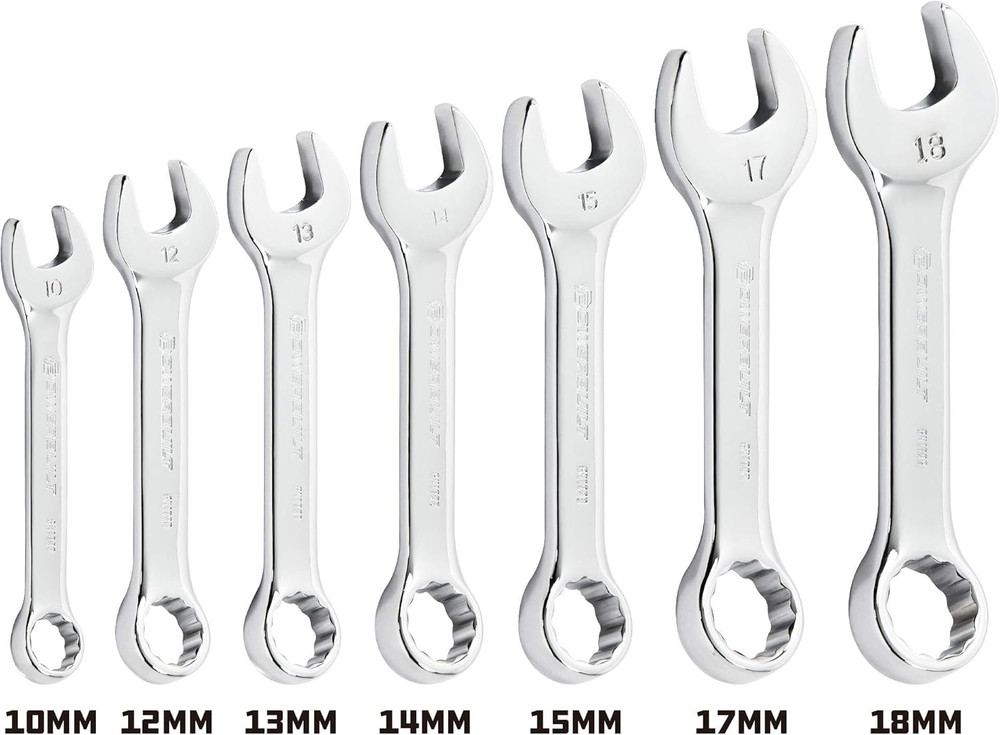 640204 Metric Stubby Combo Wrench Set, 7 Piece