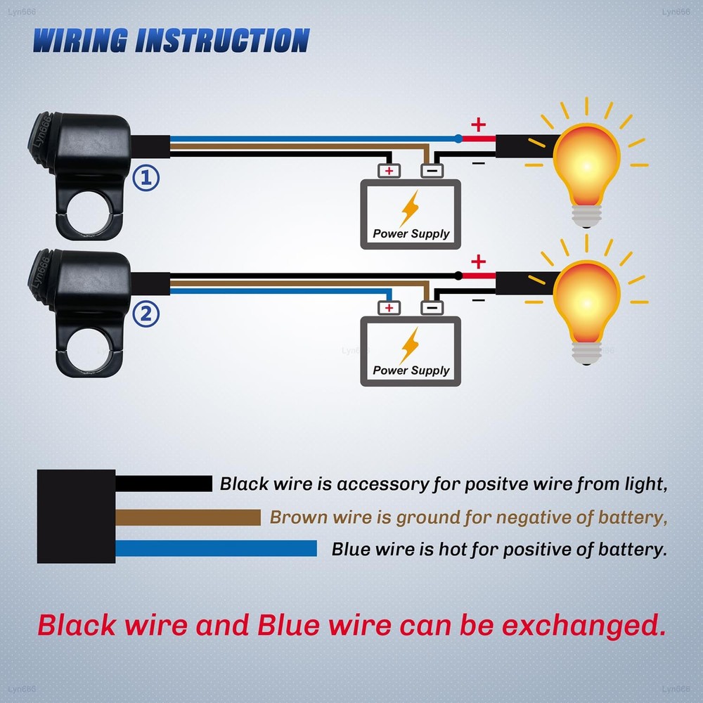 Motorcycle Handlebar Switch ATV Handlebar Light Switch Waterproof Double Cont...