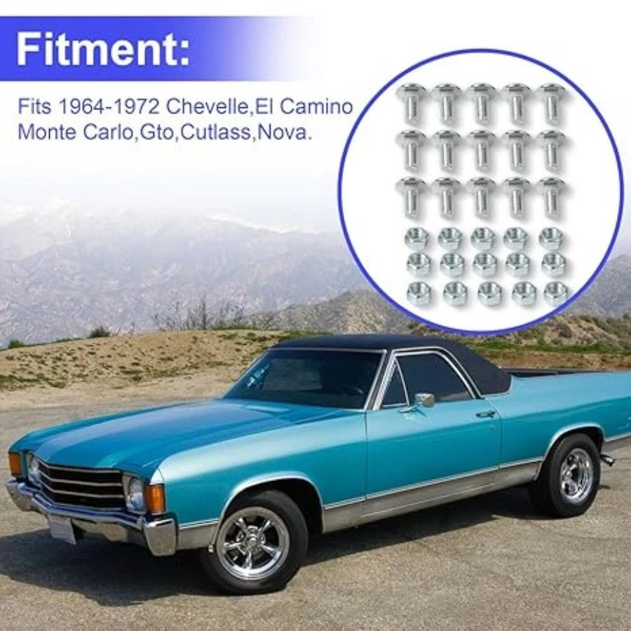 Bumper Bolts & Nuts Kit Front & Rear for 1964-1972 28PC