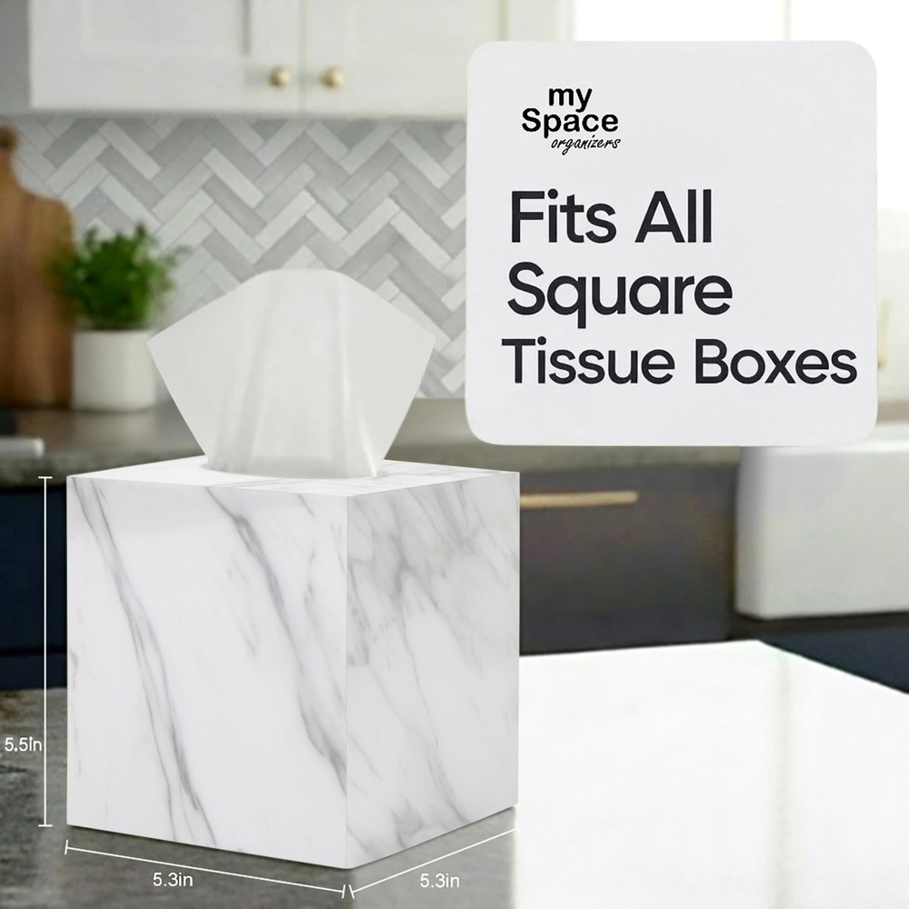 Tissue Box Cover Holder Square Marble Square,