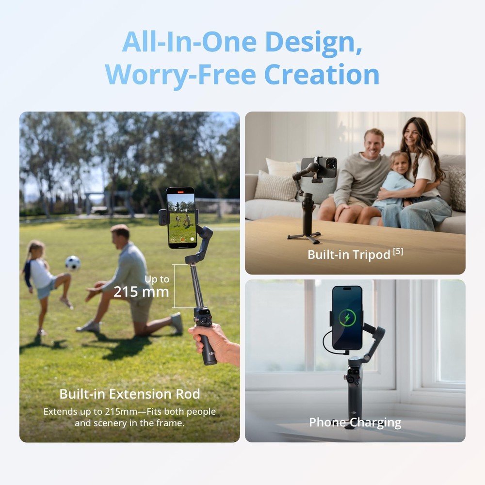 DJI Osmo Mobile 8 Advanced Tracking Combo Gimbal Stabilizer for Phone, black