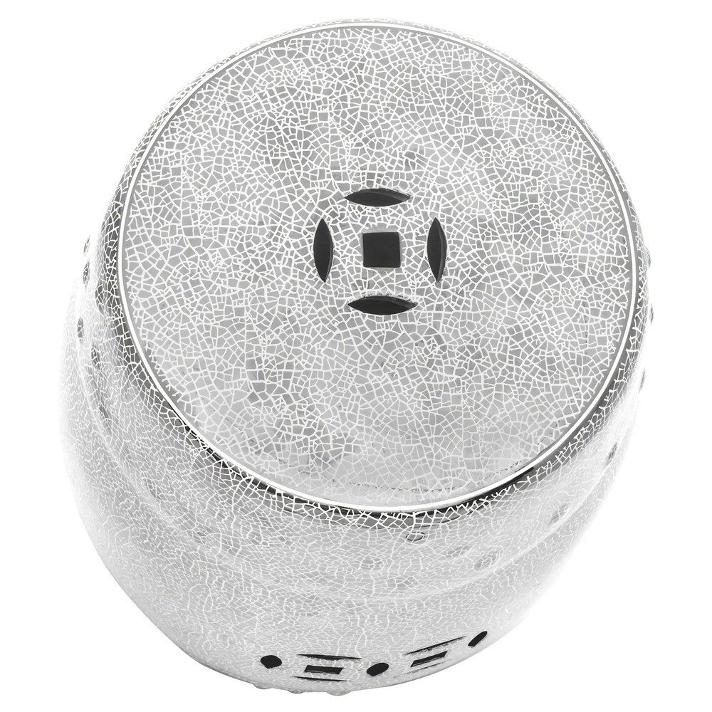 18" Silver Crackle Garden Stool