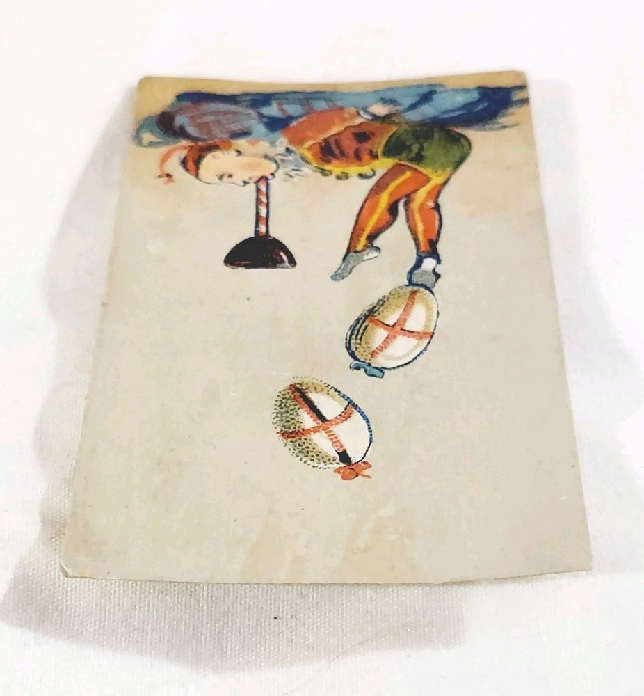 Antique Odd Card Label Circus Juggler Eggs