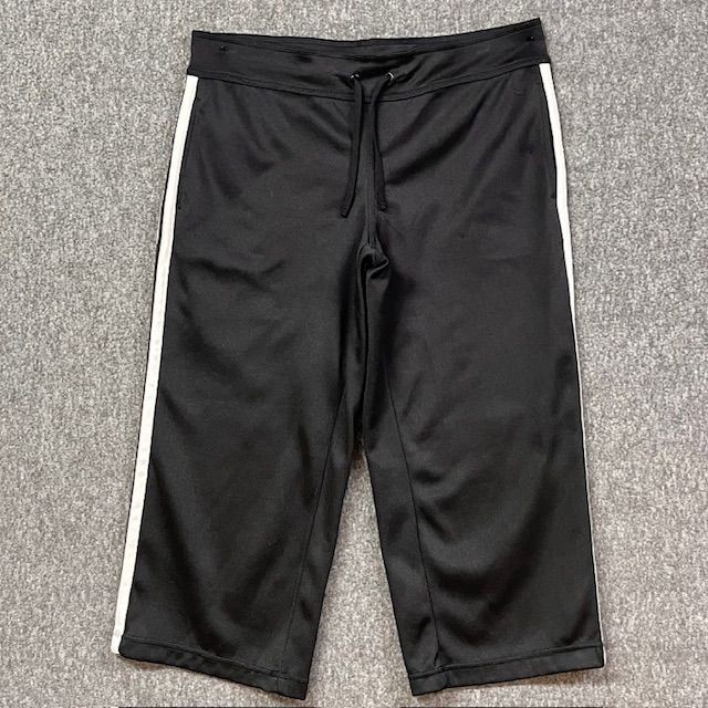 Danskin Now Pants Womens M Black White Side Stripe Athletic Capri Drawstring