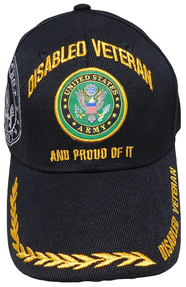 U.S. Army, Disabled Veteran, Emblem on bill, black hat