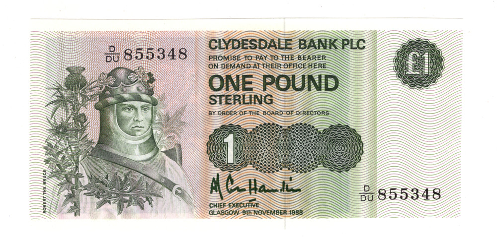 SCOTLAND P-211d 1 Pound 1988 UNC