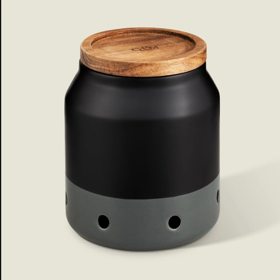 Elmdon Ceramic Garlic Keeper- this jar provides an ideal environment for storing