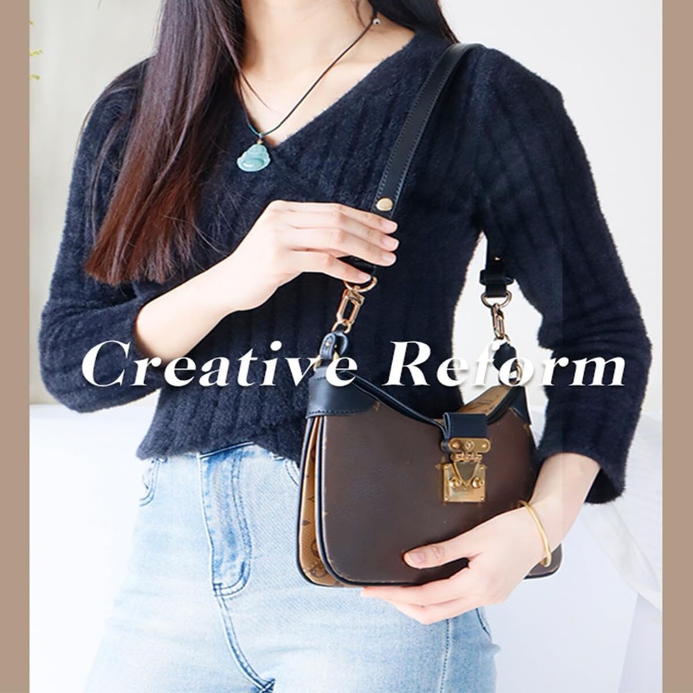 Bag Strap Genuine Leather Shoulder Replacement Three Gears Black