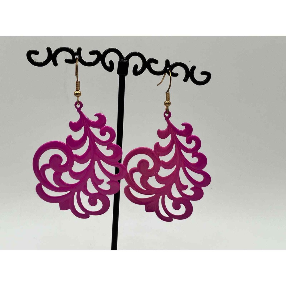 Fuchsia Large Victorian Wing Dangle Earrings!