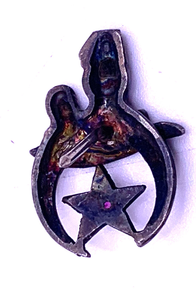 Vintage early sterling silver Shriners Masonic Pin with Ruby