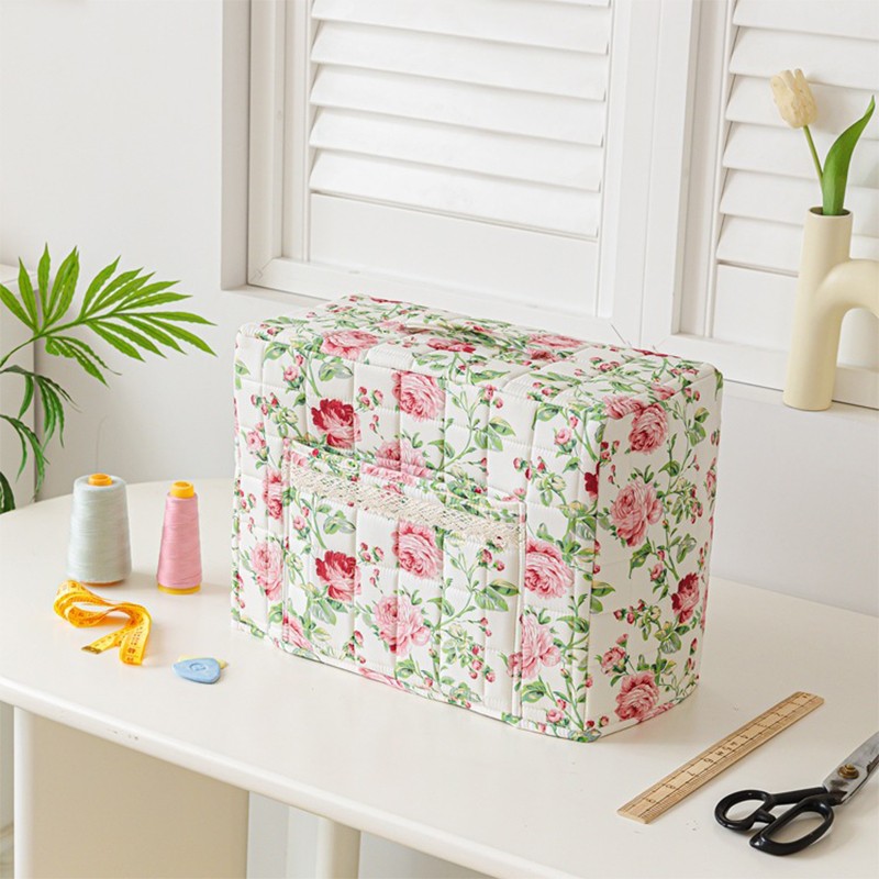 Sewing Machine Fabric Dust Cover with Pouches Handheld and Foldable