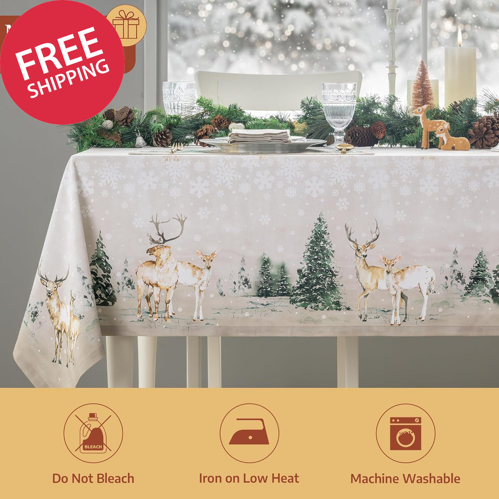 Table Cloth Rectangle Table 100% Cotton 60 X 108 Inches Fall Tablecloth Reusable