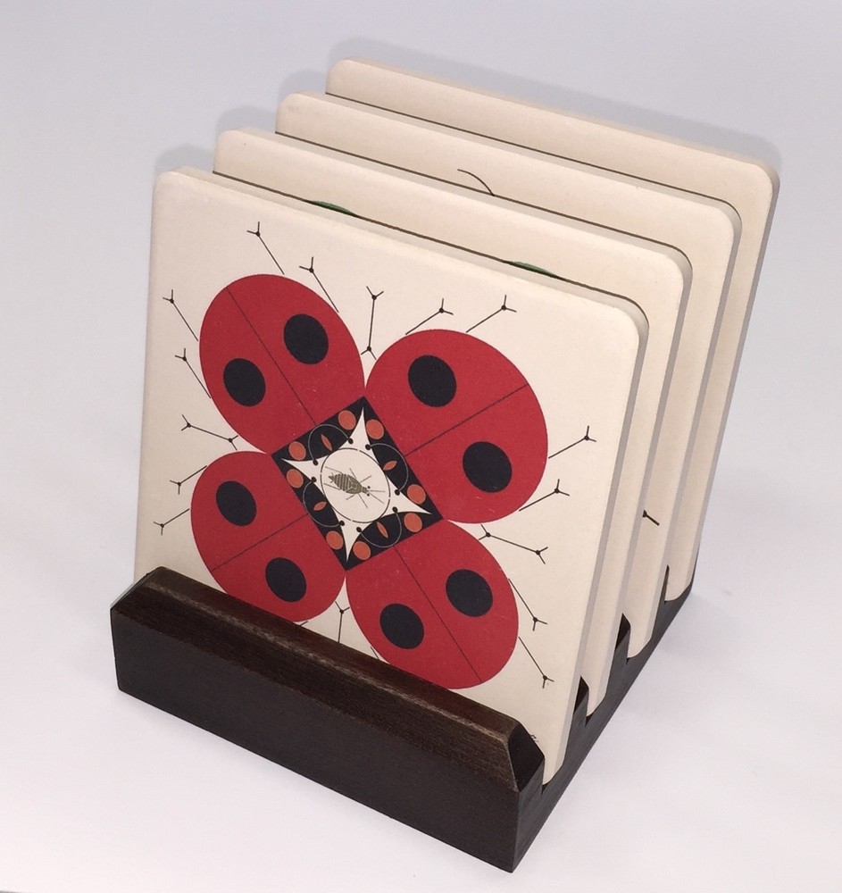 Charles/Charley Harper Ladybugs Absorbant Stone Coaster Set