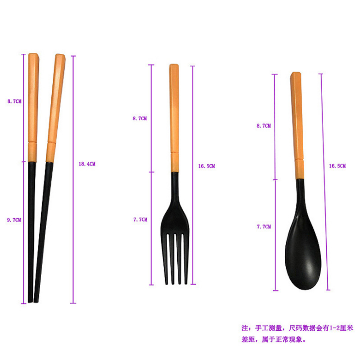 Portable Fold Tableware Three-piece Suit With Storage Box Chopstick Fork Spoon