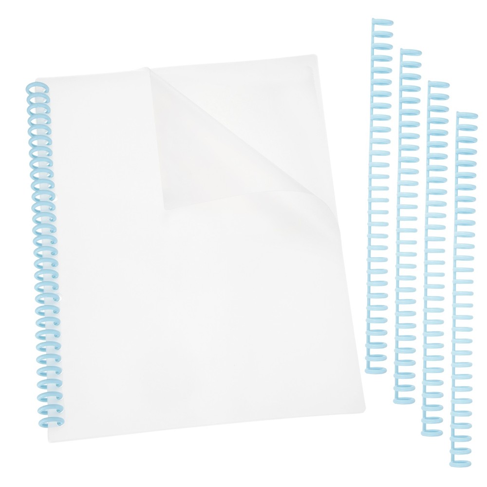 10Pcs Clear Presentation Binding Covers with 5Pcs 12mm Combs Kit, Sky Blue