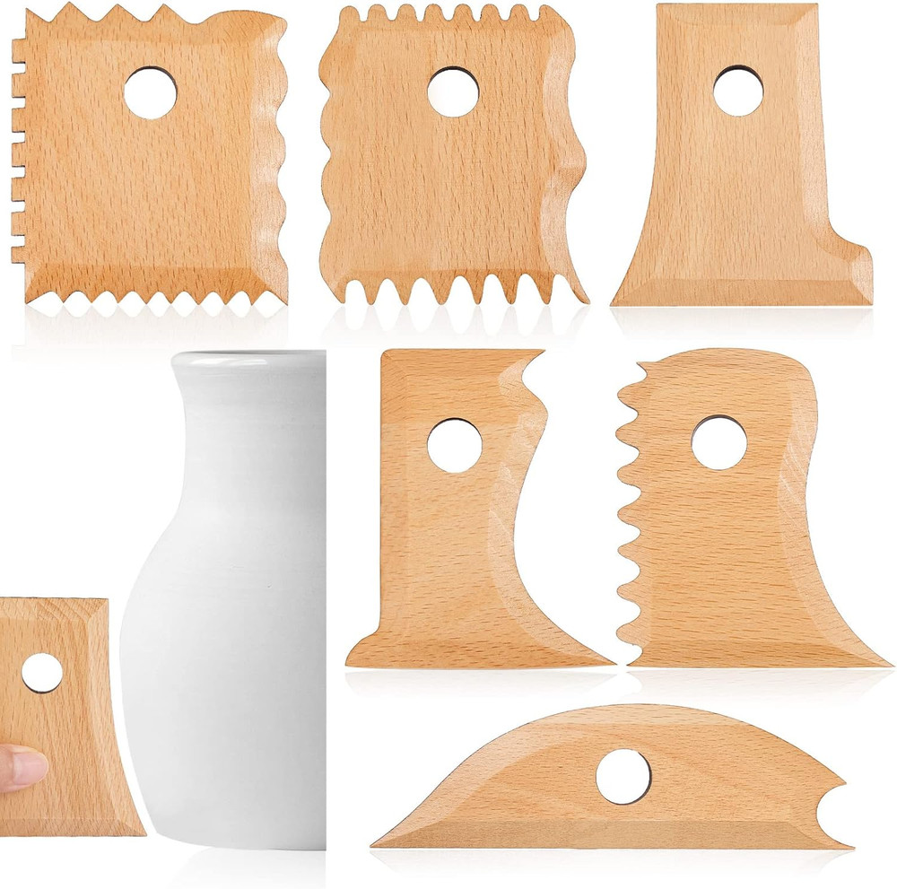 7 Pcs Pottery Tools Pottery Foot Shaper Trimming Tools Profile Rib Bundle Foo...
