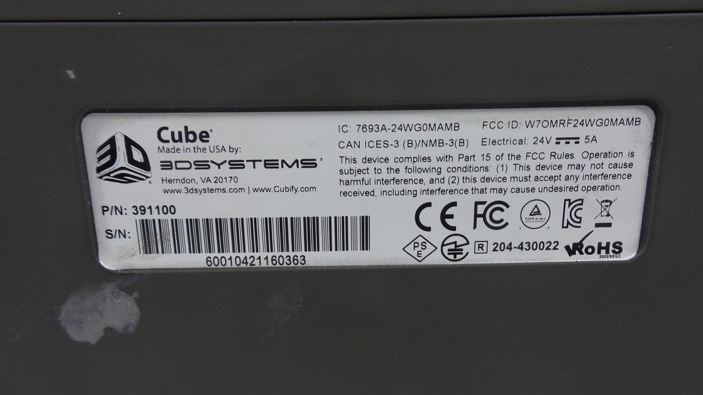 CUBE 3D SYSTEMS P/N 391100 Wireless Printer - Free Shipping