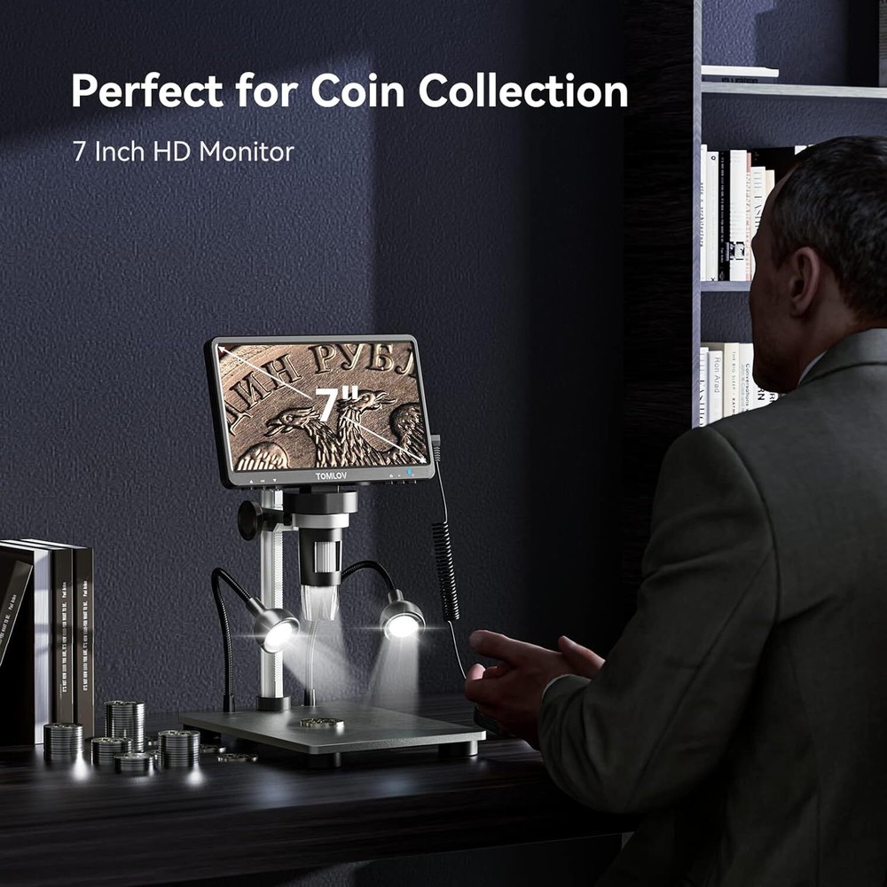 TOMLOV DM9 Series Digital Microscope 1200X Coin Microscope Soldering Microscope