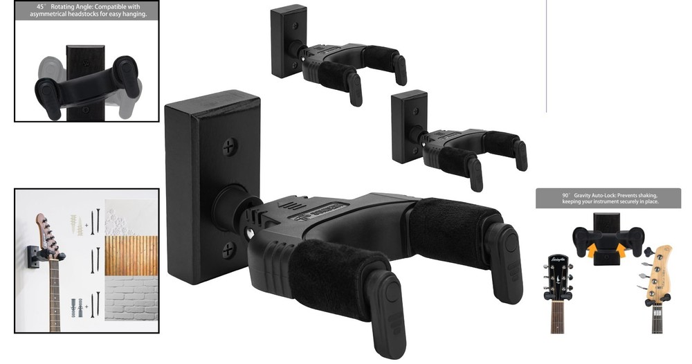 Adjustable Guitar Wall Mount Hanger with Auto Lock - For All String Instruments