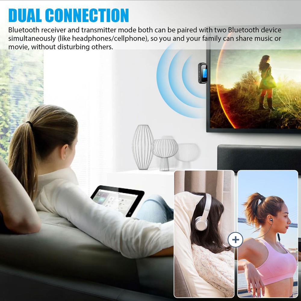 2 IN 1 Bluetooth Transmitter Receiver W/ LCD Display Screen For Switch PS TV PC