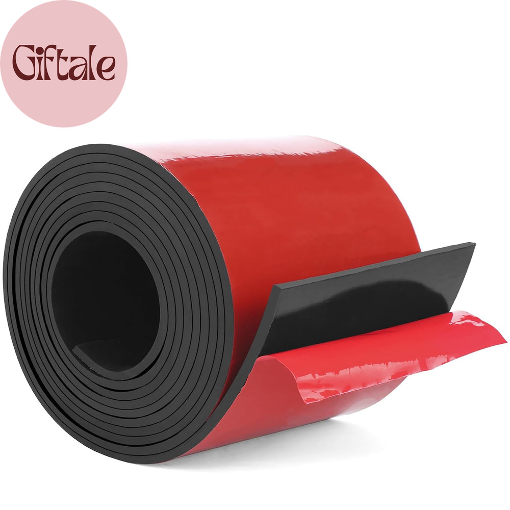 Adhesive Solid Rubber Strips, 5" Wide X 1/16" Thick X 60" Long Self Stick Black