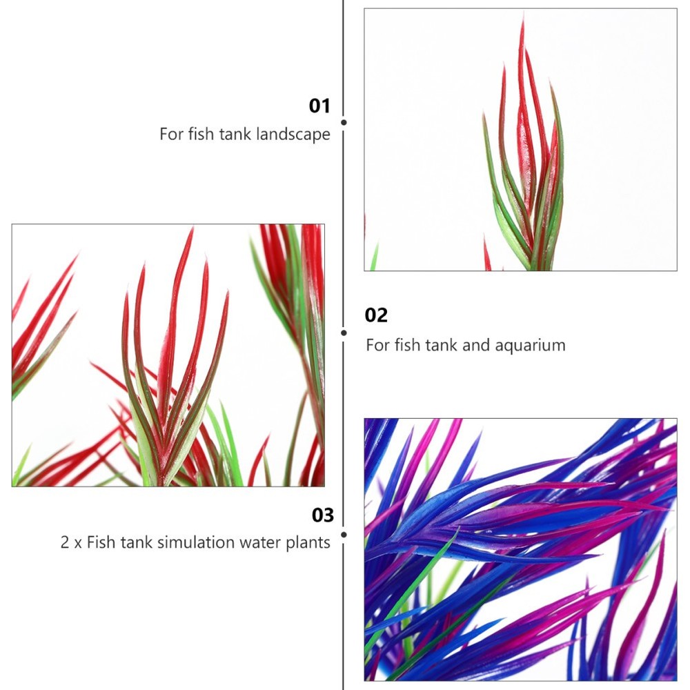 2 Pcs Plastic Aquarium Plants Fish Decorations for Tank Grass Artificial