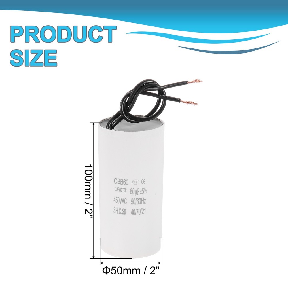 60uF CBB60 Running Capacitor, Run Capacitor,White