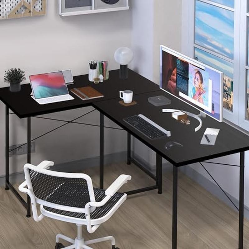 Durable Computer Desk Home Office Writing Small Space W/ Headphone Hooks Black