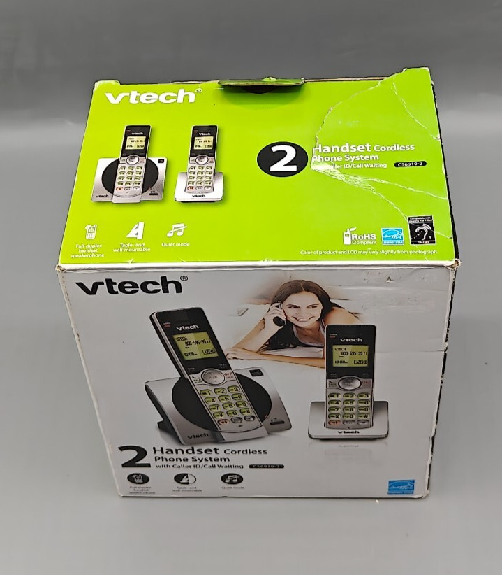 VTech CS6919-2 DECT 6.0 Cordless Phone Caller ID Call Waiting 2 Handsets Silver