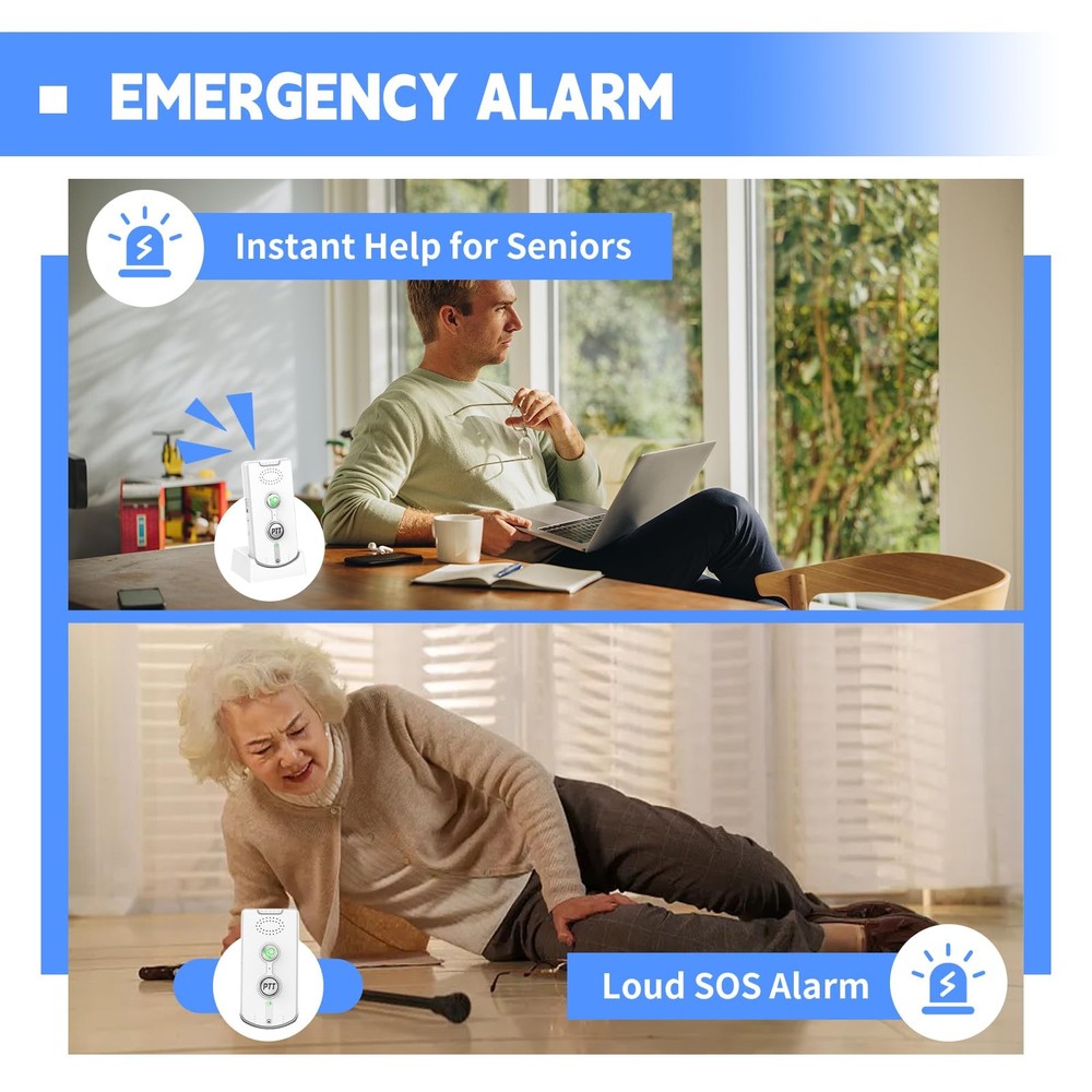 2 Way Intercom for Home,Wireless System Portable,Long white