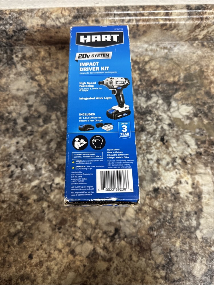 HART 20V Cordless Impact Driver Kit (HPID01B)