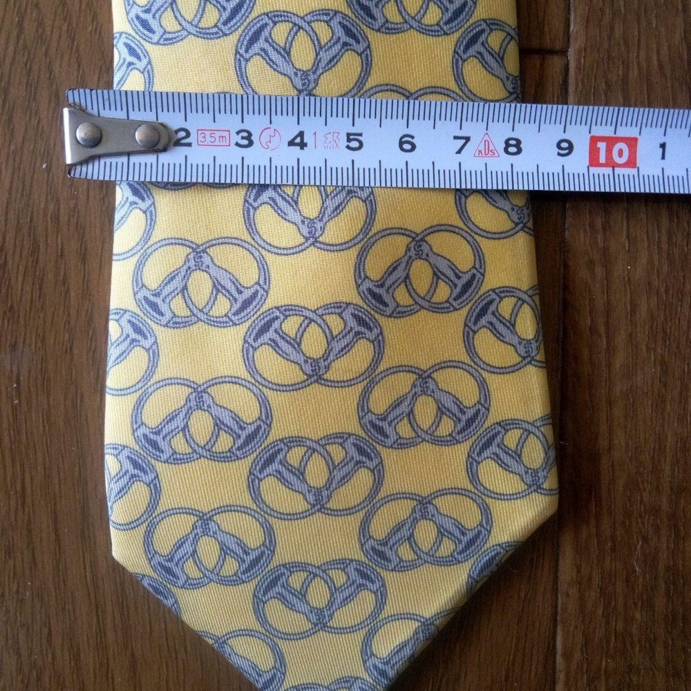 Hermes Pretzel Pattern Tie Yellow