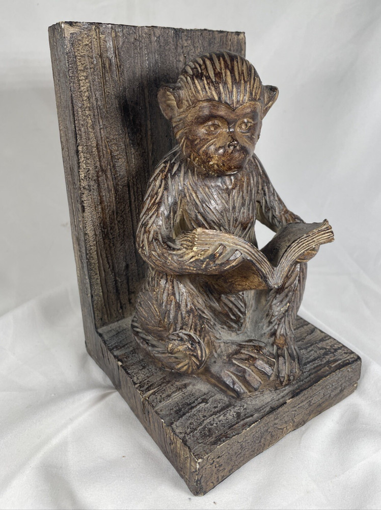 Bookend Monkey Reading A Book Resin