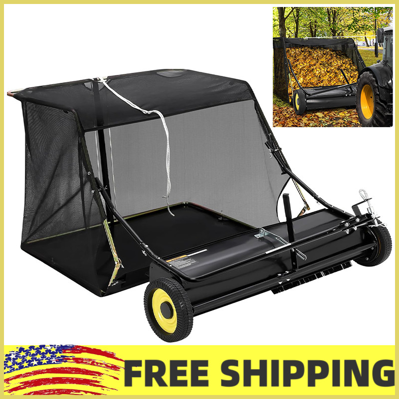 50" Lawn Sweeper Tow Behind,26Cu.Ft.Large Pull Behind Grass Sweeper,Adjustable
