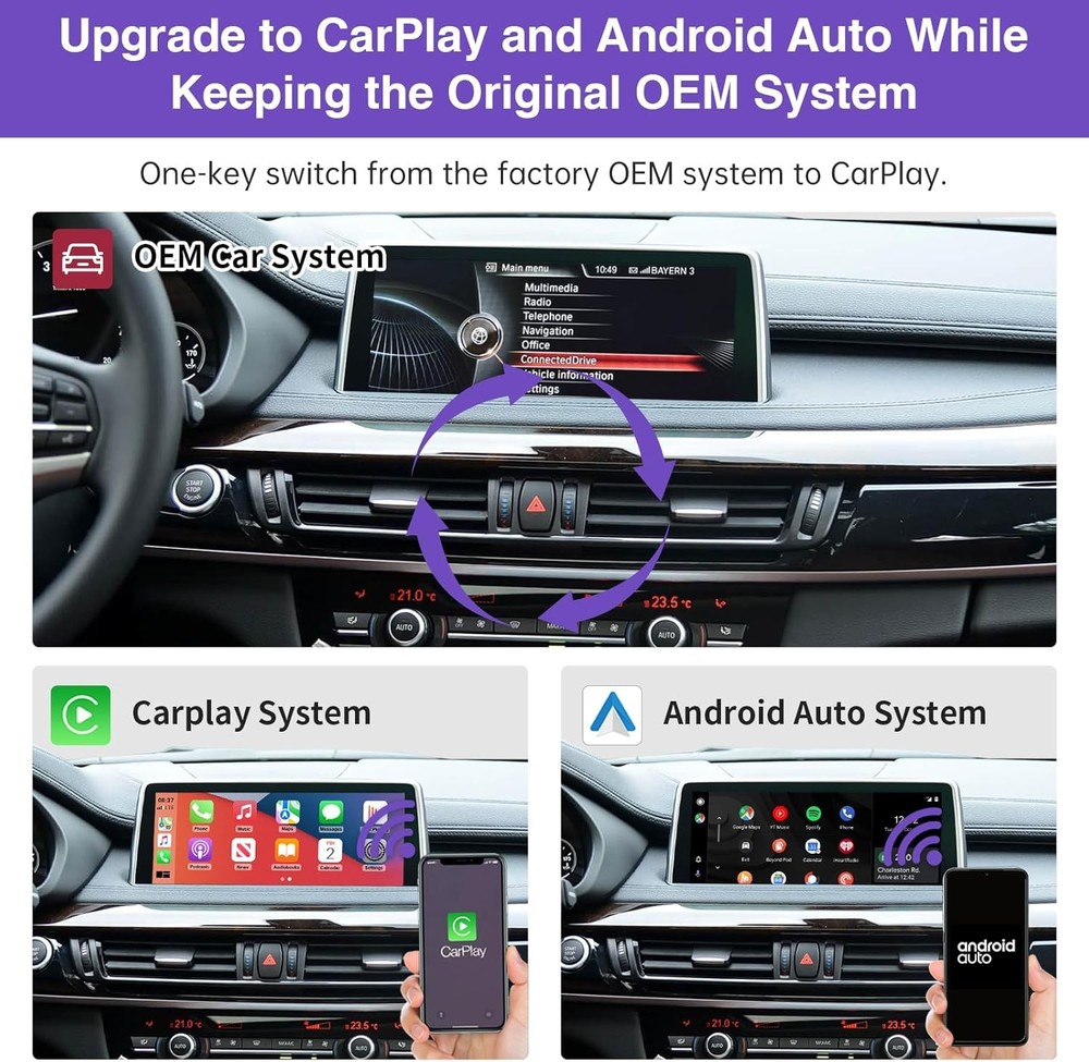 Wireless Apple CarPlay Android Auto Decoder Box For BMW CIC Multimedia Interface