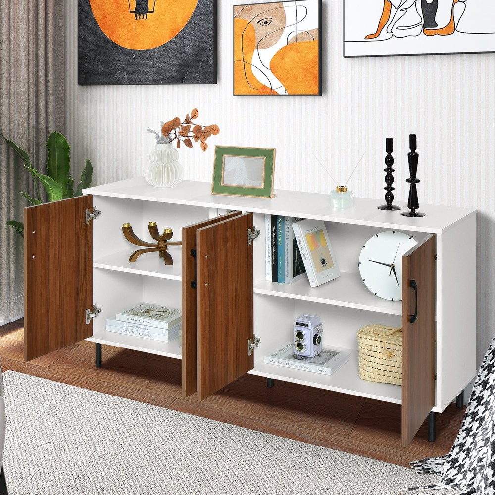 Buffet Server Sideboard Thickened Board w/ Anti-Tilting Devices & 5 Metal Legs