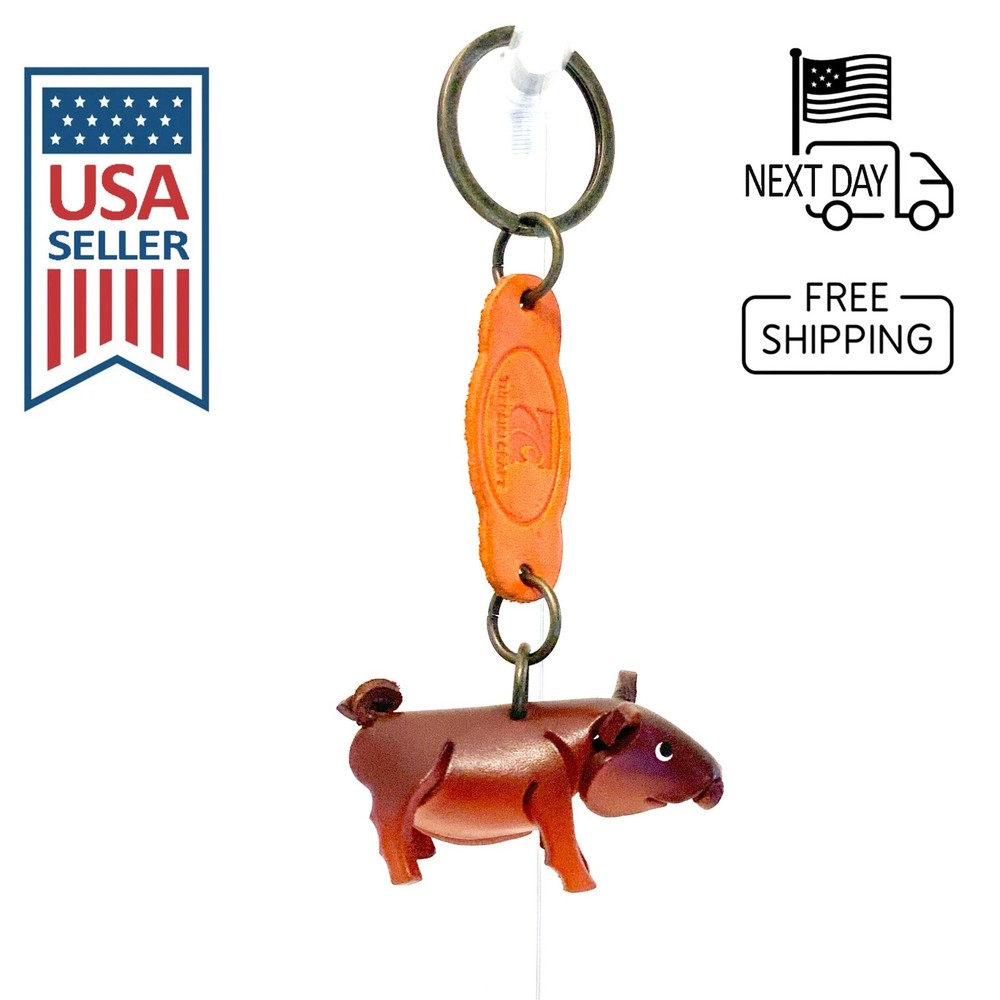 Pig (Brown) Handmade Leather Keyring
