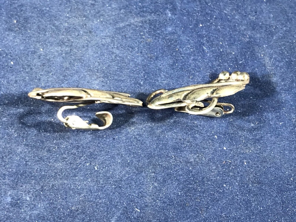 K1-5 STERLING SILVER EARRINGS - CLIP-ON BACKS - DELUXE LEAF PATERN