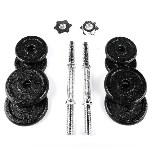 40lb Adjustable Dumbbell Set, Chrome & Black