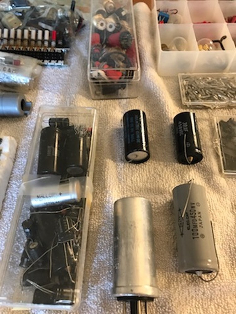 Huge Lot Vintage Electronic Components Capacitors Resistors Transistors Misc