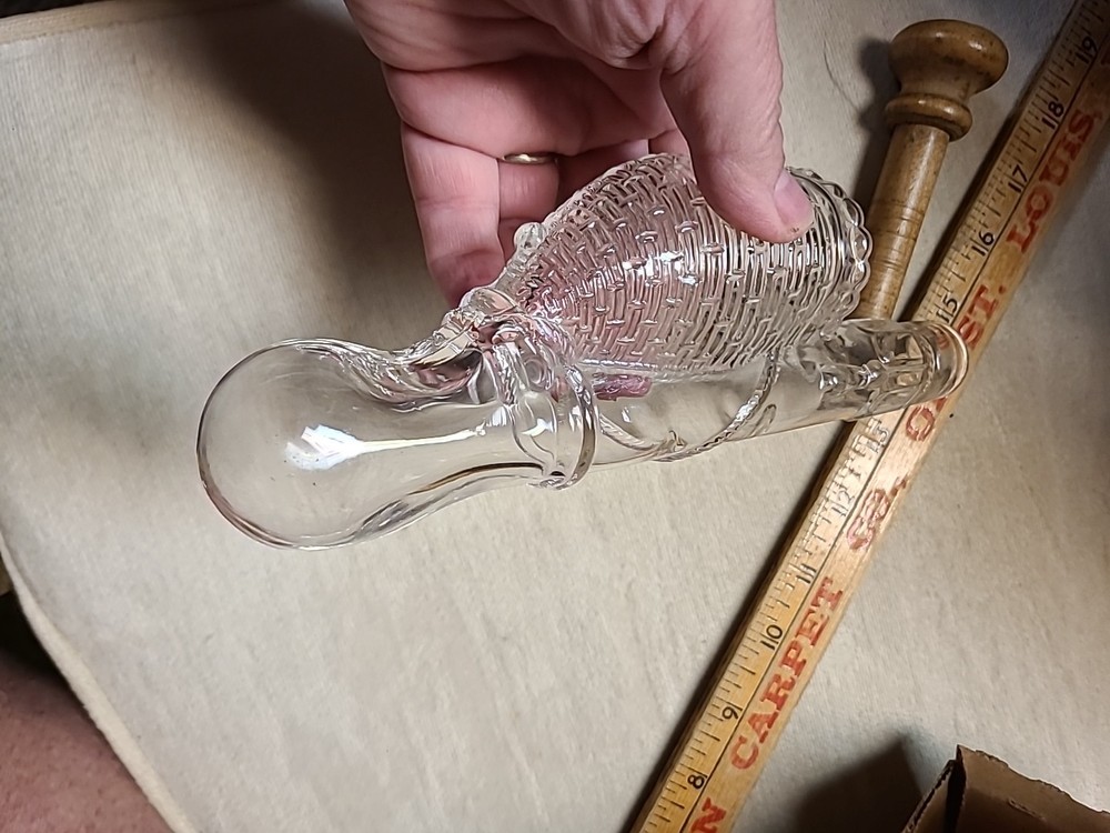 Clear Glass Flask , prob. 19th C. 8.5” Candy Container